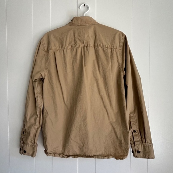 Roots men's tan 100% cotton button down long sleeve shirt size M - Picture 2 of 12